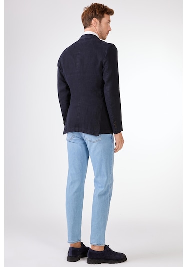 Dufy Lacivert Mono Yaka Slim Fit Erkek Ceket Lacivert
