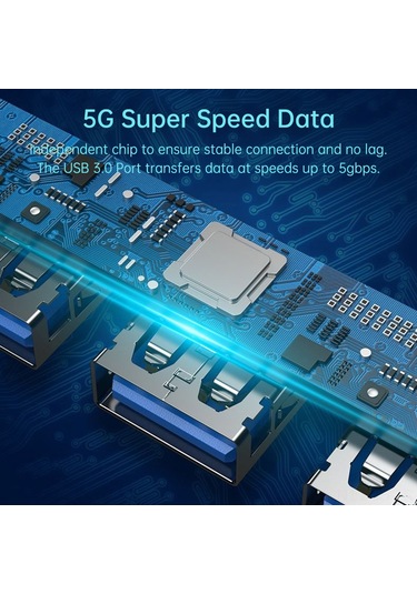 Jeemson Type-c Ve Usb Girişli 4 Portlu Usb 3.0 Hub, 5gbps Hızlı Veri Transferi, Alüminyum-abs Kabuk, Gri Renk