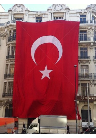 4X6 Metre En Alpaka Aplike Kumaş Türk Bayrağı