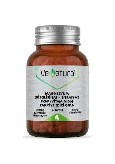 Venatura Magnezyum Bisglisinat Sitrat Ve P-5-P Vitamin B6 60 Kapsül