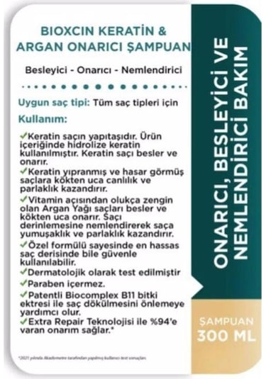 Keratin & Argan Onarıcı Şampuan 300 Ml - Yıpranmış Ve Hasar Görmüş Saçlar 3'lü