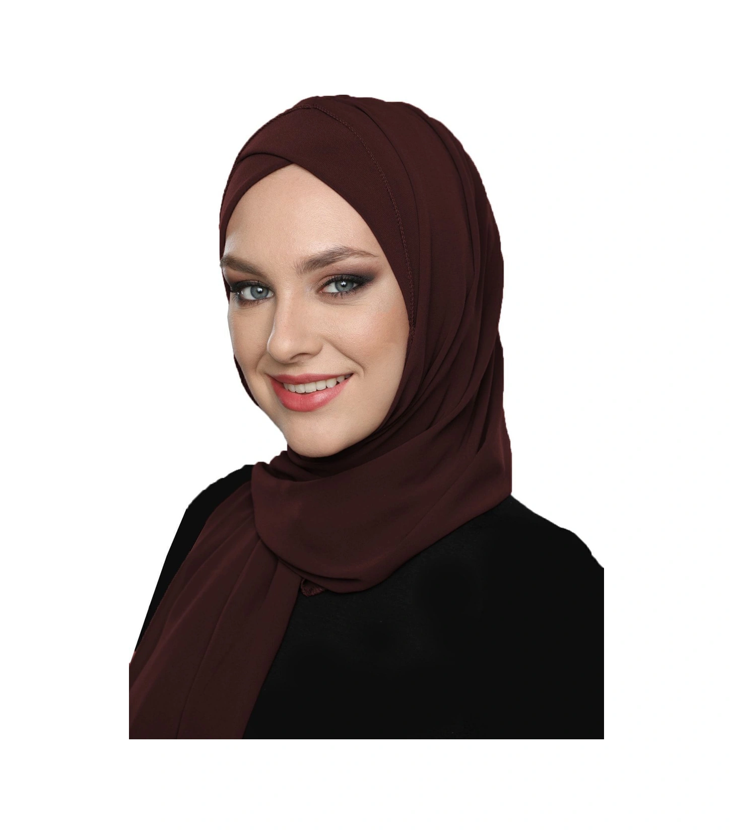 Şallı Takmatik Sade Kahve Hazır Türban Tesettür Bone Namaz Örtüsü Kahve