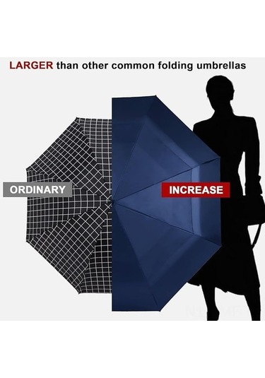 Novahub 62 İnç Büyük Katlanır Şemsiye: Otomatik Açılır Uv Koruma, 8 Kollu Seyahat Şemsiyesi Mavi - Dayanıklı Ve Kompakt