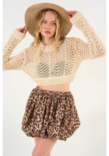 Leopar Balon Etek - Leopar Açık Kahve kahve