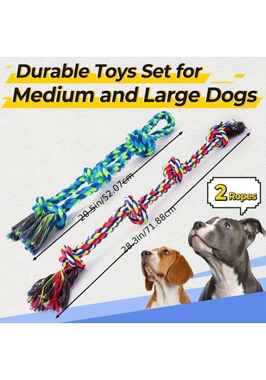 2 Adet Ağır Hizmet Köpek İpi Oyuncağı - Büyük Ve Orta Boy Köpekler İçin Dayanıklı Örgülü Tasarım Ve Renkli Püsküller