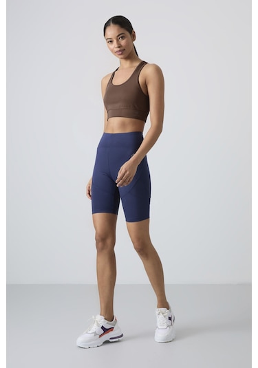 Kahverengi Sırt Detaylı Dar Kalıp U Yaka Kadın Spor Büstiyer - 97120 Kahverengi