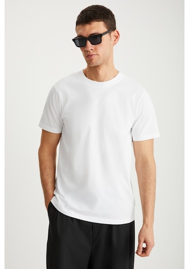 Mıchel Erkek Slim Fit Dar Kesim %100 Organik Pamuklu Yana Kayan Dikişli Basic Örme Beyaz T-shirt Mıchel Erkek Slim Fit Dar Kesim %100 Organik Pamuklu Yana Kayan Dikişli Basic Örme Beyaz T-shirt
