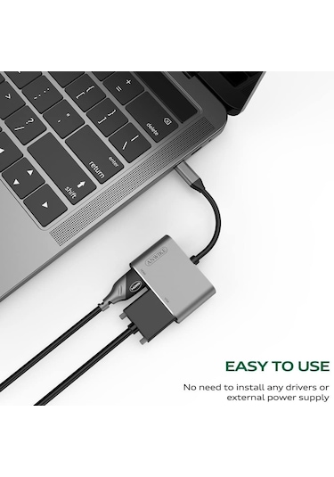 Usb 3.1 Type-C To 4K Hdmi + Vga Çevirici Adaptör Kablo Apple Uyumlu MacBook