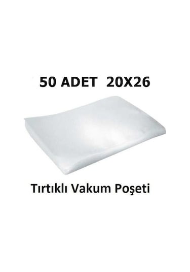 Tırtıklı Vakum Makinesi Poşeti Torbası- 20X26 Cm - 50 Adet