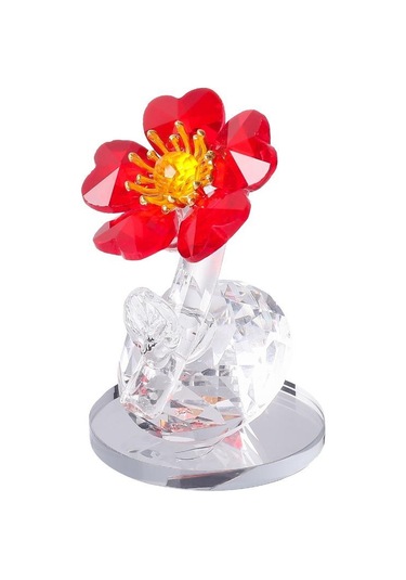 Şeffaf Taban Mini Cam Çiçek Heykeli Süsü Yapay Çiçek Figürin Yıl Dönümü Style 29