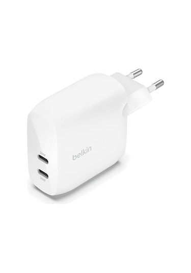 Belkin Boostcharge Dual 30w USB-C PD 60W Çift 30W USB-C Port Beyaz Duvar Şarj Adaptörü