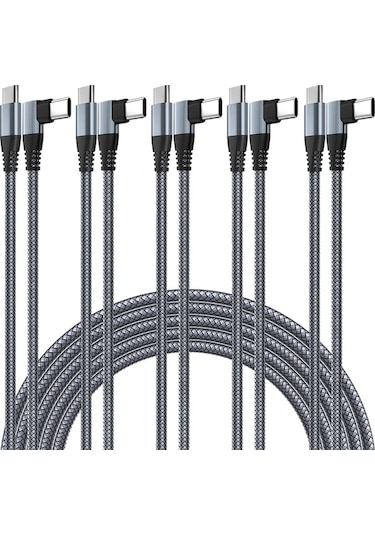 Willowhaven Gri 5li Paket 10gbps Hizli Sarj Usb C Kablo İphone Uyumlu 15 Samsung 3a 90 Derece