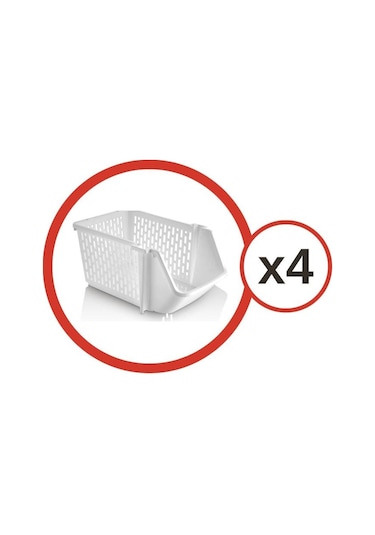 Flosoft 4 Katlı Ayrılabilir Mutfak Banyo Raf Buzdolabı Düzenleyici Organizer 4 Adet Beyaz