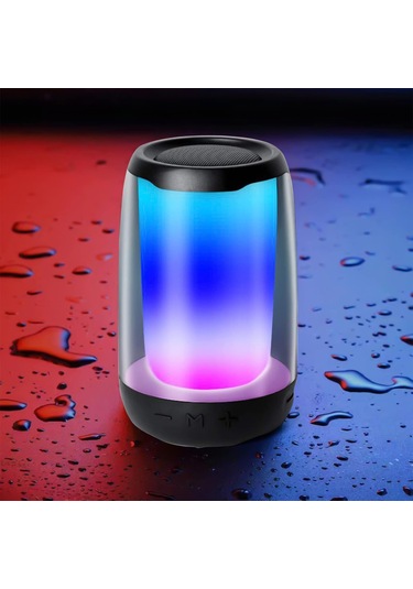 Youtek Siyah Mini Bluetooth Hoparlör, 5w Güç, 1200mah Pil, Renkli Işık Efekti, Düşük Tabanlı Müzik Çalar