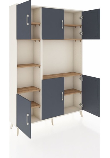 Arges Dolap 9 Raflı 6 Kapaklı 132x30x195 Aytaşı-antrasit/çam Aytaşı