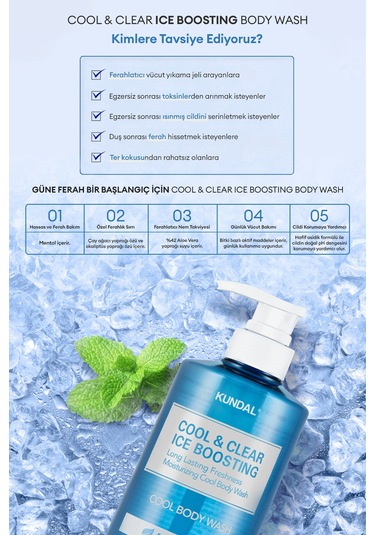 Kundal Arındırıcı Ferahlatıcı Vücut Şampuanı Cool Refreshing Body Wash Aqua Mint 500 ML