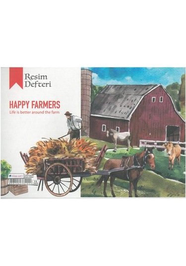 Sim 25x35 Spiralli Karton Kapak 15 Yaprak Resim Defteri Çiftlik