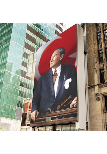 Atatürk Baskılı Türk Bayrağı 150 x 225 CM Raşel Kumaş Dijital Baskı