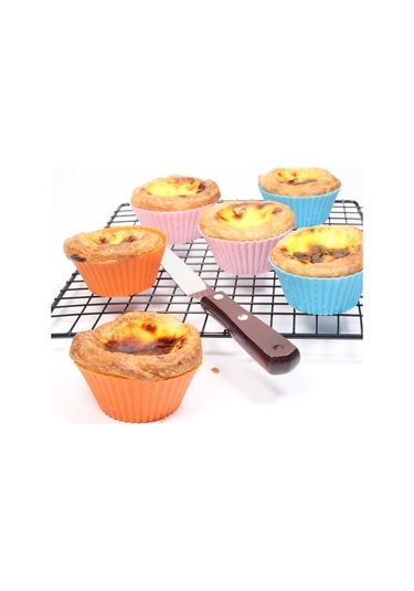 Pişirme Gerekli 24 Paket Yuvarlak Şekilli Silikon Kek Kalıbı Muffin Bardak Sabun Kalıp Puding Jöle Kalıpları