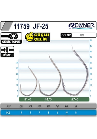 Owner 11759 Jf-25 Jigger Light Jig Iğnesi No:4/0