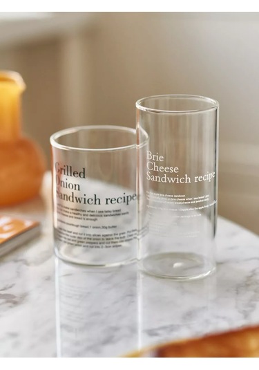 Roomi Borosilikat Cam Bardak 380 Ml, Uzun, Yazılı 177176247 Beyaz