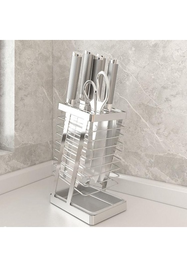 Siyah 304 Paslanmaz Çelik Mutfak Bıçağı Tutucusu, Mutfak Bıçağı Tutucusu, Depolama Rafı, Ev Drenaj Tezgahı, Sebze Bıçağı Tutucusu, Depolama Rafı