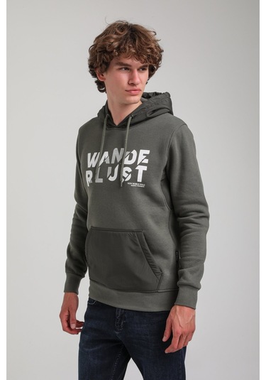 Kapüşonlu Haki Slim Fit Hoodie 23fwm64059 Haki