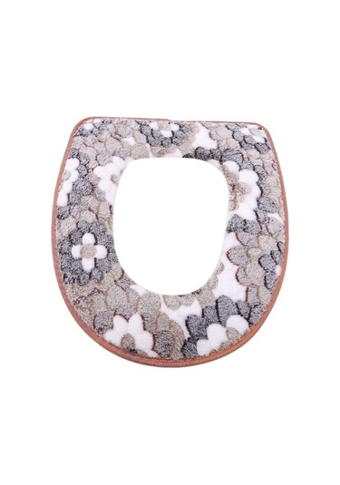 Kahverengi Su Geçirmez Evrensel Büyük Çiçek Mercan Kadife Klozet Minderi Velcro Klozet Kapağı Ev Klozet Kapağı