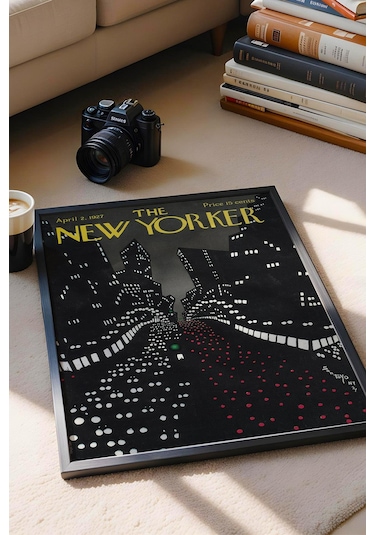 The New Yorker Çerçeveli Tablo April 2 1927 - Şehir Trafik Işıkları