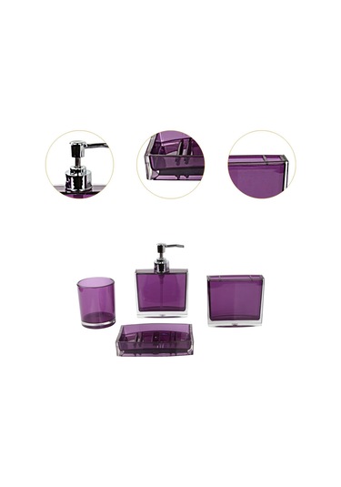 Suntek 4x Losyon Dispenser Bardak Diş Fırçası Tutucu Seti Mor