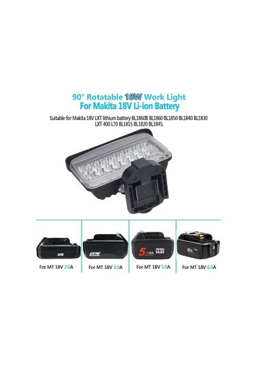 Tenfowee 144w 7200lm 6500k Led Çalışma Lambası - 18v Pil Uyumlu, Çok Açı Aydınlatma, Taşınabilir, Dış Mekan Kamp Balıkçılık Için