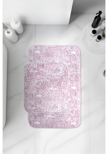 Banyo 2li Kaydırmaz Paspas Takımı Pudra 60x100 Pudra