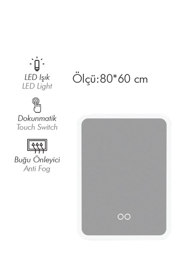 Camaro 60 Cm Buğu Önleyici Led Ayna Renksiz