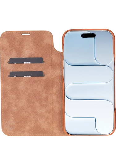 Bloomcase Sonat Urban Tan Hakiki Deri iPhone Uyumlu 17 Air 6.5" Folio Kılıfı Taba