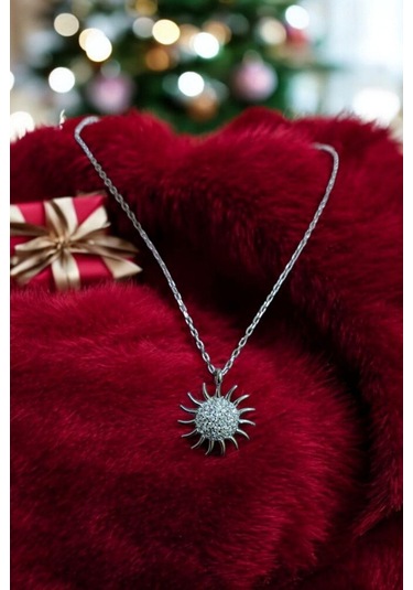 Modagümüşevi 925 Ayar Gümüş Güneş Kolye, Gümüş Kadın Kolye, Güneş Kolye