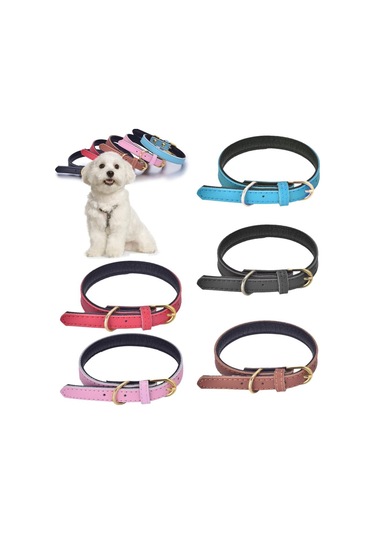 Homyl Ayarlanabilir Pu Deri Pet Yavru Köpek Tasması L-siyah Siyah