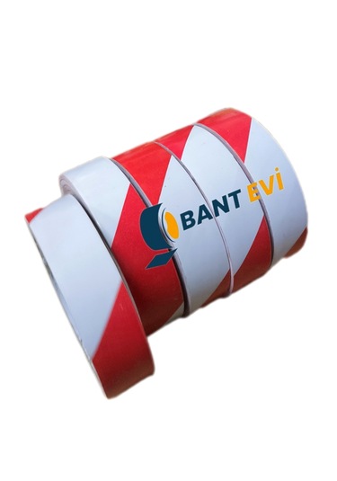 Yer İşaretleme Bandı 25mmx30metre Kırmızı Beyaz Zemin İşaretleme