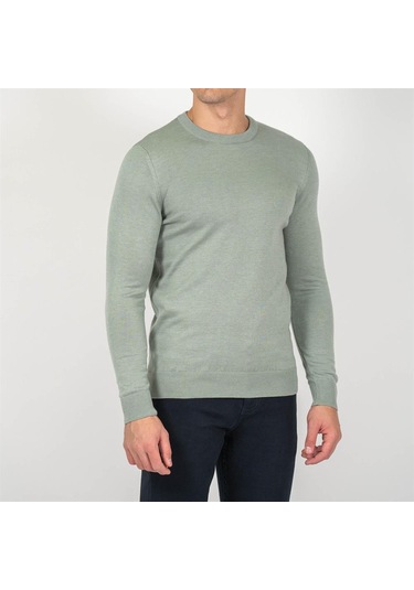 Granit Erkek Bisiklet Yaka Triko Slim Fit Pamuklu Kazak Ncs Jeans 3002-Granit