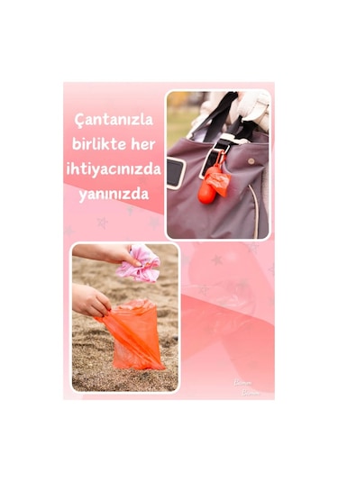 Bamm Bamm Çanta Boy Kirli Bebek Bezi Çöp Poşeti ve Taşıma Çantası (Kırmızı)