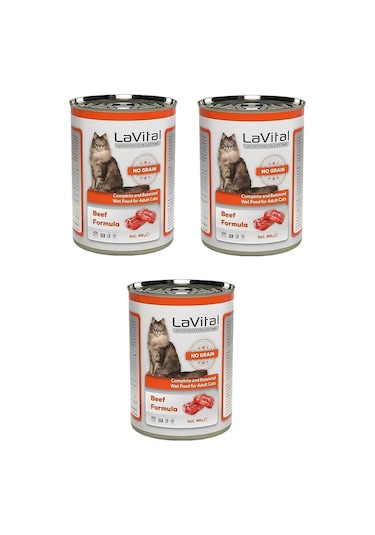 La Vital Tahılsız Biftekli Kedi Konservesi 400 Gr. X 3 Adet