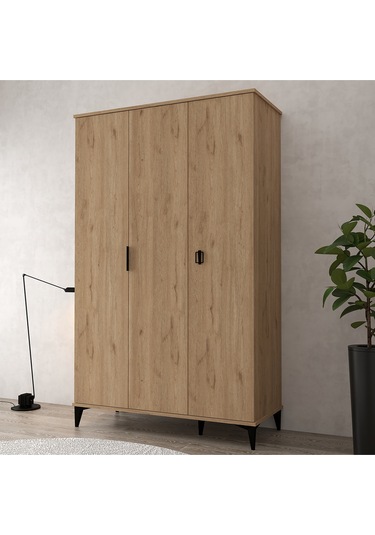 6301 Neva 3 Kapılı 200 Cm Gizli Çekmeceli Gardırop , Elbise Dolabı , Genç Odası Sepet