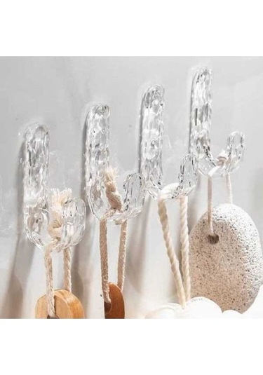 Tongxida Deliksiz Taş Desen Banyo Askıları - Kablosuz Giysi Ve Anahtarlık İçin 4'lü Set Gümüş Yapışkan Kancalar Beyaz Gümüş