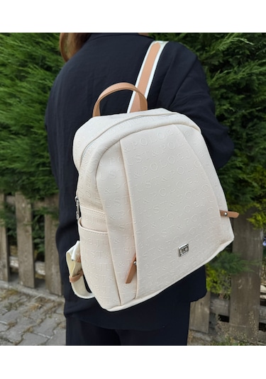 Just Polo Kadın Krem Taba Büyük Boy Sırt Çantası