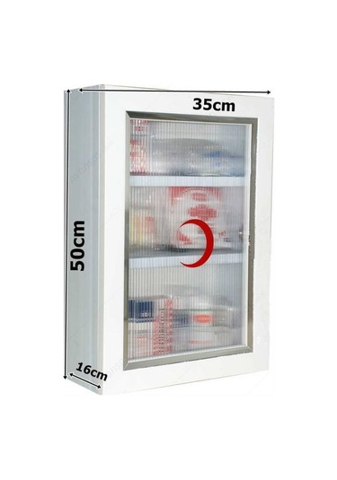 Ecza Dolabı Kapaklı Pvc İlk Yardım Dolabı Çelik Ayna 159