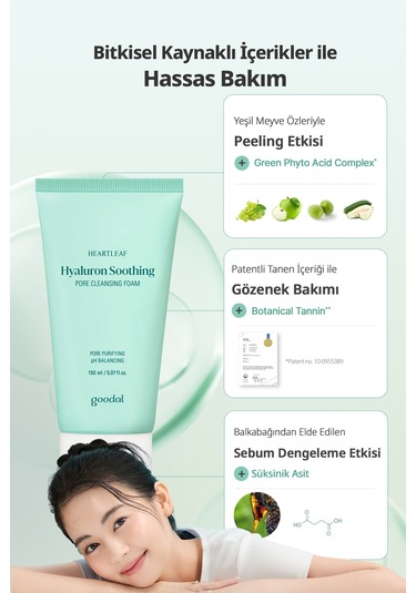 Gözenekleri Temizleyen Köpük Goodal Houttuynia Cordata Hyaluron Soothing Pore Cleansing Foam