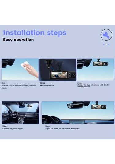 Dashanshop 32g Kartlı 3 16 Çift Lensli Araç Kamerası 1080p Ön 480p İç Görüş Hd Gece Görüşü Geniş Açı Dvr