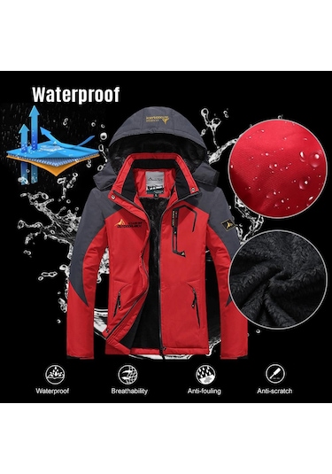 Gül Kırmızı Kadın Dağ Su Geçirmez Kabuk Ceket Kayak Ceket Rüzgar Geçirmez Ceket Kış Sıcak Ceket Kamp İçin Kırmızı