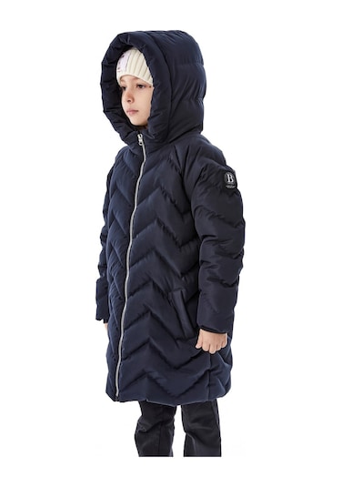 Benitto Kids Kız Çocuk Kapüşonlu Kışlık Şişme Mont 51353 Lacivert