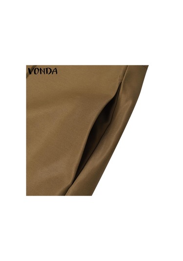 Vonda Kadın Cep A Etek Fermuar Düz Renk Uzun Yarım Etek Yeşil