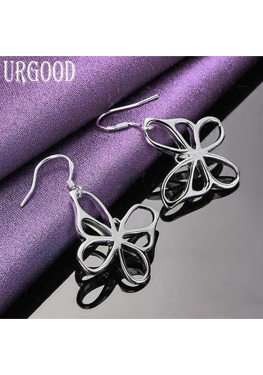 925 Ayar Gümüş Kelebek Kolye Küpe Moda Takı